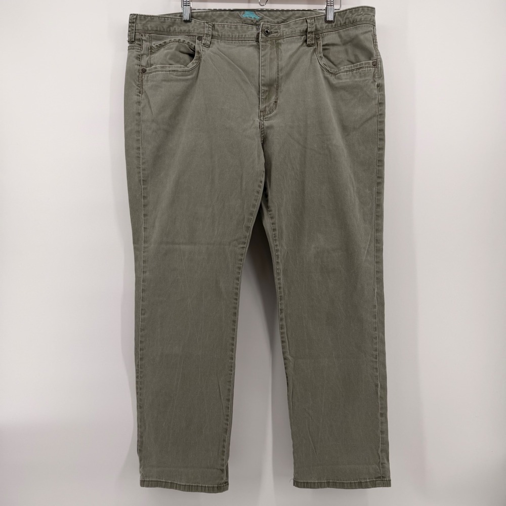 Tommy Bahama Boracay Pants Mens 42x30 Olive Green Straight Leg Stretch Cotton